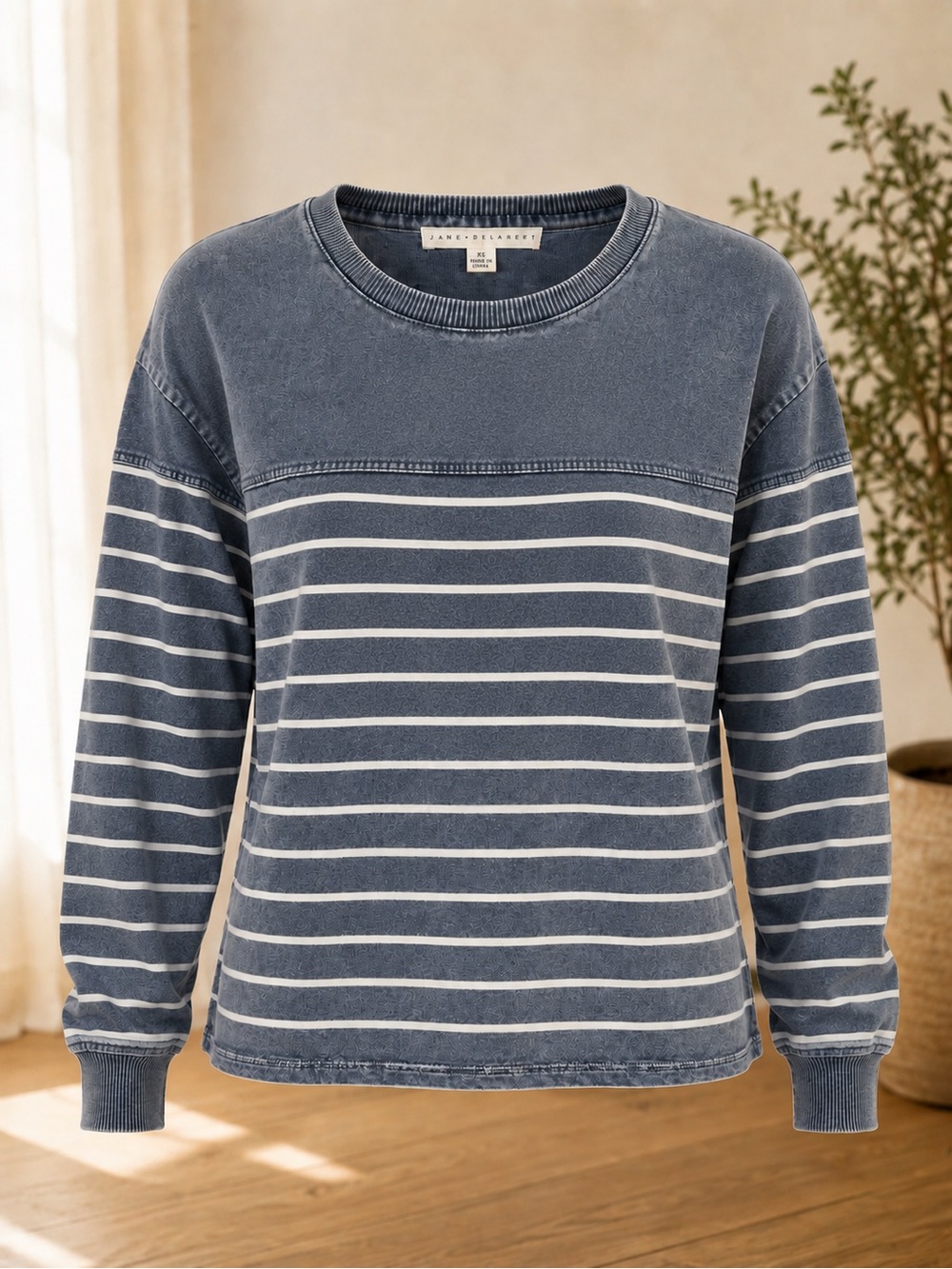 Savanna Jane Blue and White Striped Crewneck Sweater